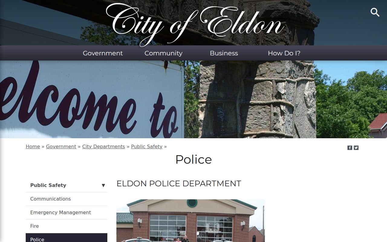 Official Eldon Police Department information page