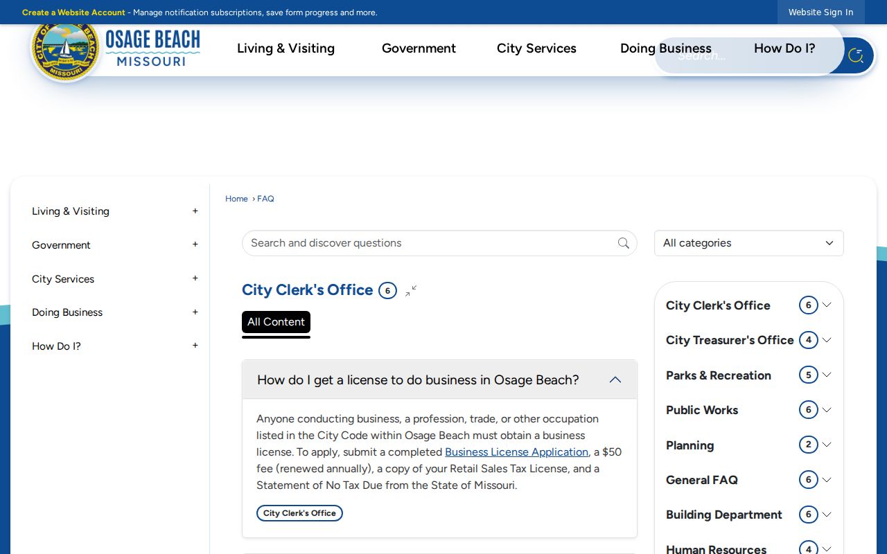 Osage Beach City Hall and municipal court information